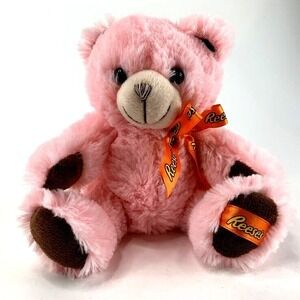 Reese's Galerie Pink Bear Plush Soft Stuffed Toy Valentine Candy Sweet Love 6.5"